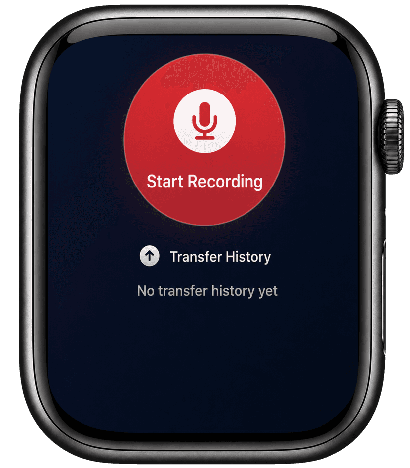 Mockup showing the actual Quick Recorder recording screen on Apple Watch