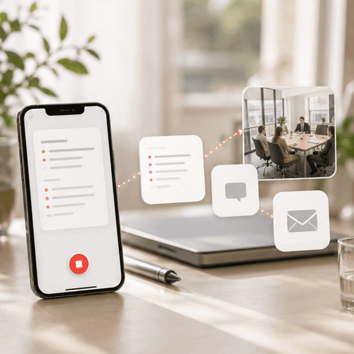Telefon som deler opptak med et team
